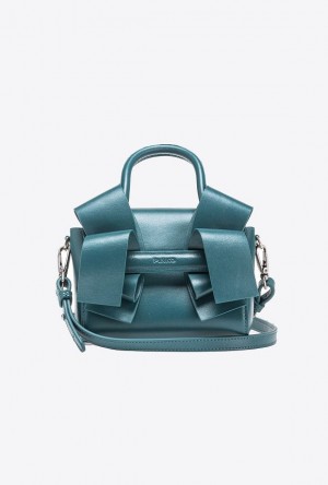 Pinko Aika Baby Purse In Pearly Leather PETROL BLUE-PACIFIC BLUE-OLD SILVER | SN-PKO32393