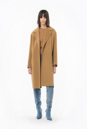 Pinko Belted Cloth Coat MOCHA CAMEL | SN-PKO33669