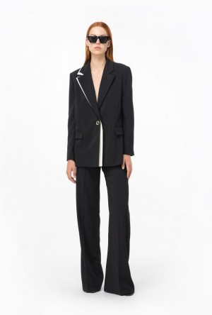 Pinko Blazer With Contrasting Detail BLACK/ECRU | SN-PKO33945