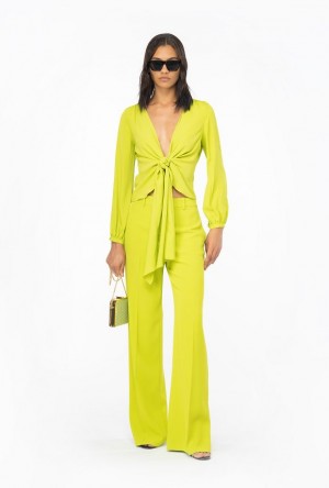 Pinko Blouse With Knot Detail LIME YELLOW | SN-PKO33948