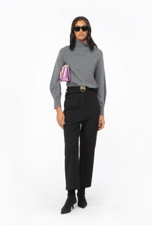 Pinko Cargo Trousers With Love Birds Belt LIMO BLACK | SN-PKO33780