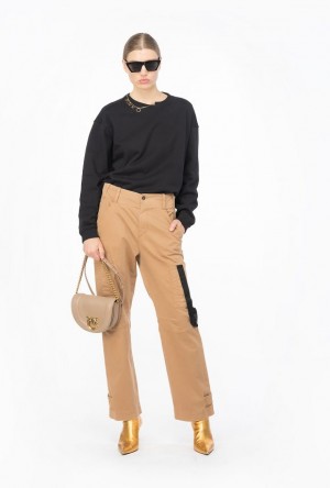 Pinko Cargo Trousers With Ribbon MOCHA CAMEL | SN-PKO33759