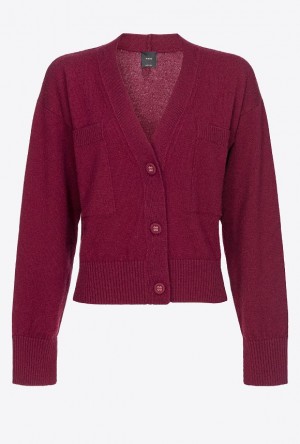 Pinko Cashmere-blend Cardigan With Pockets RED-SASSAFRAS | SN-PKO33415