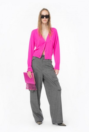 Pinko Cashmere-blend Cardigan With Pockets PINK LIGHTNING | SN-PKO33516