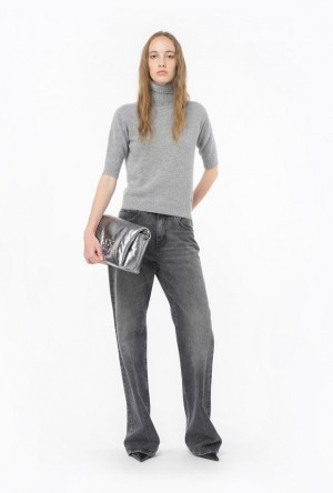 Pinko Cashmere-blend High-neck Sweater DRIZZLE GREY | SN-PKO33542