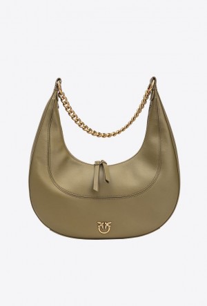 Pinko Classic Brioche Bag Hobo FIR GREEN-ANTIQUE GOLD | SN-PKO32632