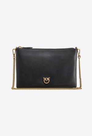 Pinko Classic Flat Love Bag Simply BLACK-ANTIQUE GOLD | SN-PKO32775