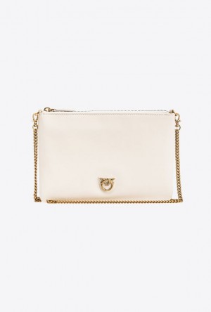 Pinko Classic Flat Love Bag Simply WHITE+WHITE-ANTIQUE GOLD | SN-PKO32392