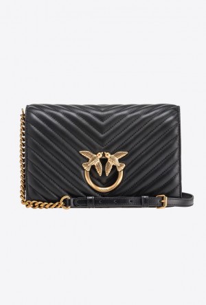 Pinko Classic Love Bag Click Chevron BLACK-ANTIQUE GOLD | SN-PKO32500