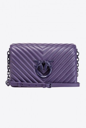 Pinko Classic Love Bag Click Chevron Colour Block GRAPE PURPLE-COLOUR BLOCK | SN-PKO32318