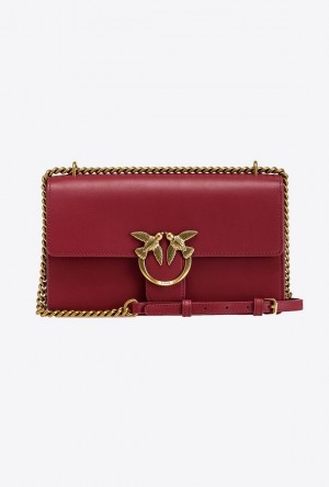 Pinko Classic Love Bag One Simply DARK RED-ANTIQUE GOLD | SN-PKO32638