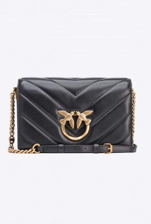 Pinko Classic Love Bag Click Big Chevron BLACK-ANTIQUE GOLD | SN-PKO32497