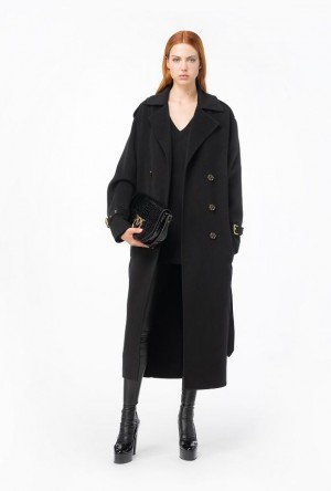 Pinko Cloth Trench Coat LIMO BLACK | SN-PKO33647