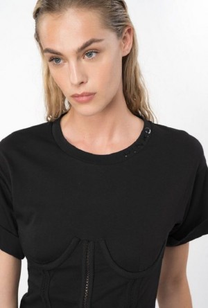 Pinko Corset-look T-shirt LIMO BLACK | SN-PKO33346