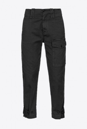 Pinko Cotton Cargo Trousers LIMO BLACK | SN-PKO33704