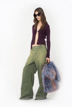 Pinko DéGradé Gabardine Cargo Trousers ECRU/GREEN | SN-PKO33802