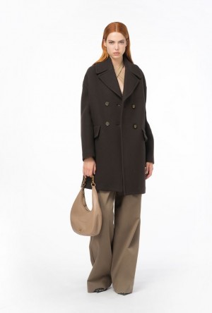 Pinko Double-breasted Cloth Coat BROWN | SN-PKO33623