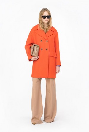 Pinko Double-breasted Cloth Coat SURIMI ORANGE | SN-PKO33628