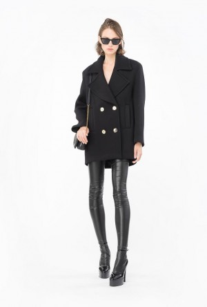 Pinko Double-breasted Pea Coat LIMO BLACK | SN-PKO33665