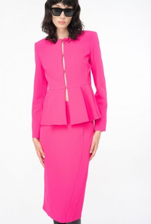 Pinko Elegant Crepe Blazer With Belt BEETROOT | SN-PKO33933