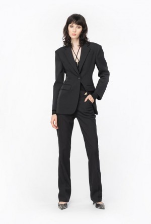 Pinko Feminine Twill And Satin Blazer LIMO BLACK | SN-PKO33961