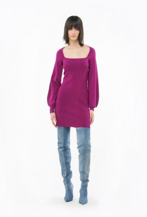 Pinko Fitted Knit Dress BOUGAINVILLEA PURPLE | SN-PKO33069