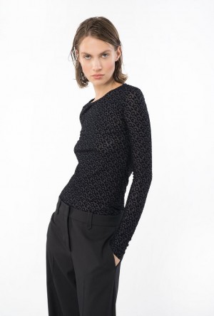 Pinko Flocked-logo Sweater LIMO BLACK | SN-PKO33815