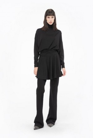 Pinko Flowing Jersey Turtleneck Mini Dress LIMO BLACK | SN-PKO33044