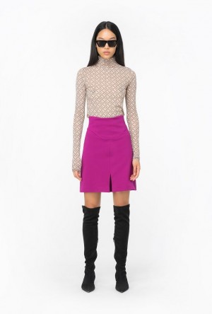 Pinko Full Milano Mini Skirt BOUGAINVILLEA PURPLE | SN-PKO34069