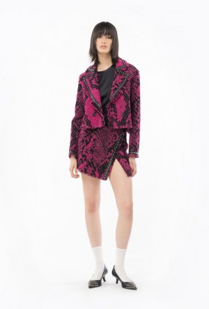 Pinko Jacquard Mini Skirt With Snake Motif FUCHSIA/BLACK | SN-PKO34062