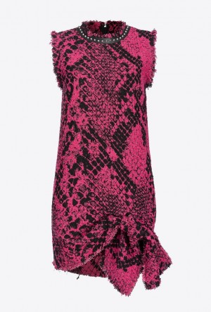 Pinko Jacquard Snake Mini Dress FUCHSIA/BLACK | SN-PKO32992