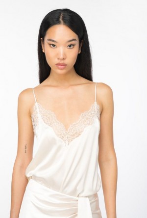 Pinko Lace Lingerie Top PASTEL PARCHMENT | SN-PKO33278