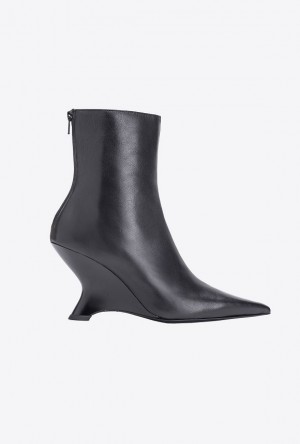 Pinko Laminated Leather Ankle Boots LIMO BLACK | SN-PKO34136