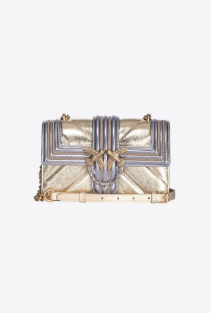 Pinko Laminated Mini Love Bag One With Chain Embroidery GOLD-ANTIQUE GOLD | SN-PKO32826