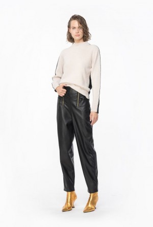 Pinko Leather-effect Carrot Trousers LIMO BLACK | SN-PKO33762