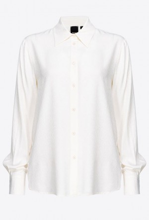 Pinko Logo Jacquard Shirt VANILLA ICE-CREAM WHITE | SN-PKO33151