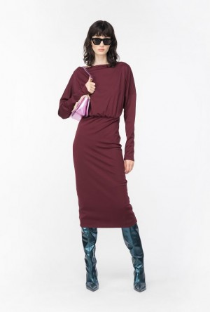 Pinko Long Flowing Full Milano Dress BURGUNDY-PORT ROYALE | SN-PKO33113