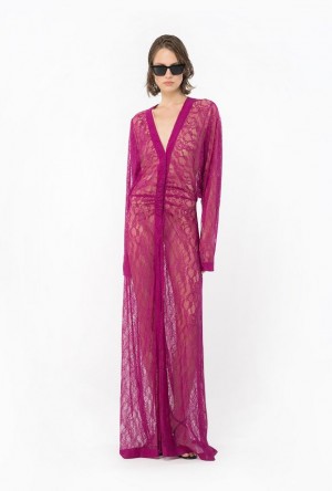 Pinko Long Lace Dress BOUGAINVILLEA PURPLE | SN-PKO33092