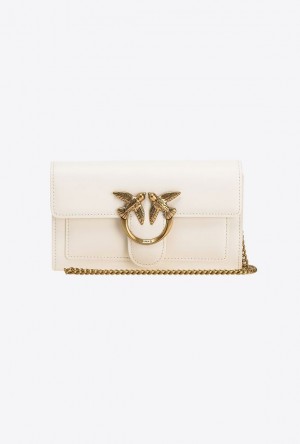 Pinko Love Bag One Wallet Simply WHITE+WHITE-ANTIQUE GOLD | SN-PKO34312