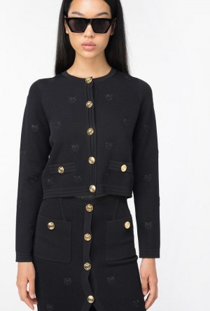 Pinko Love Birds Jacquard Jacket LIMO BLACK | SN-PKO33869