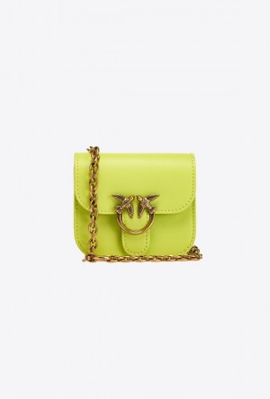 Pinko Micro Love Bag Bell In Leather CITRON YELLOW-ANTIQUE GOLD | SN-PKO32432