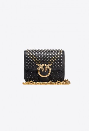 Pinko Micro Love Bag Bell With Studs LIMO BLACK-SHINY NICKEL | SN-PKO32441