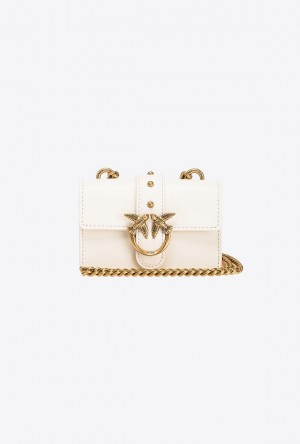 Pinko Micro Love Bag One Simply WHITE+WHITE-ANTIQUE GOLD | SN-PKO34319