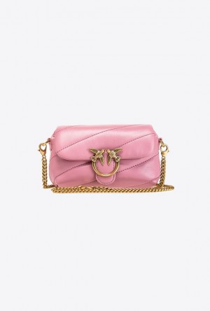 Pinko Micro Love Bag Puff Maxi Quilt BLUSH PINK-ANTIQUE GOLD | SN-PKO32486