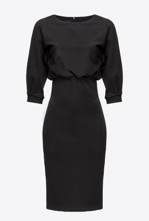 Pinko Midi Dress With Sheath Skirt LIMO BLACK | SN-PKO33002