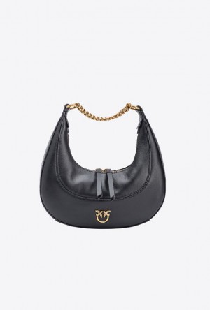 Pinko Mini Brioche Bag Hobo BLACK-ANTIQUE GOLD | SN-PKO32876