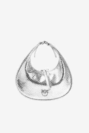 Pinko Mini Brioche Bag Hobo SILVER-OLD SILVER | SN-PKO32596