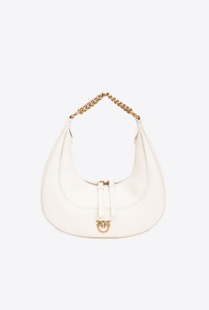 Pinko Mini Brioche Bag Hobo WHITE+WHITE-ANTIQUE GOLD | SN-PKO32580