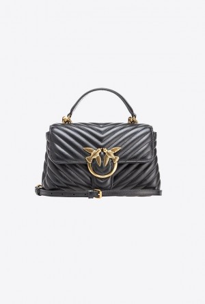 Pinko Mini Lady Love Bag Puff Chevron BLACK-ANTIQUE GOLD | SN-PKO32478