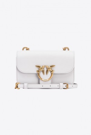 Pinko Mini Love Bag Bell In Leather PENGUIN GREY-ANTIQUE GOLD | SN-PKO32464